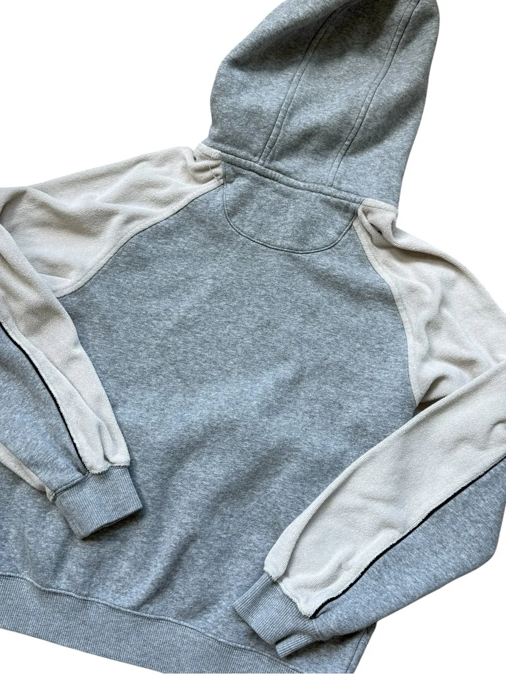 Nike Sportswear Club Fleece Hoodie Gray Cream Colorblock Pullover Youth Medium